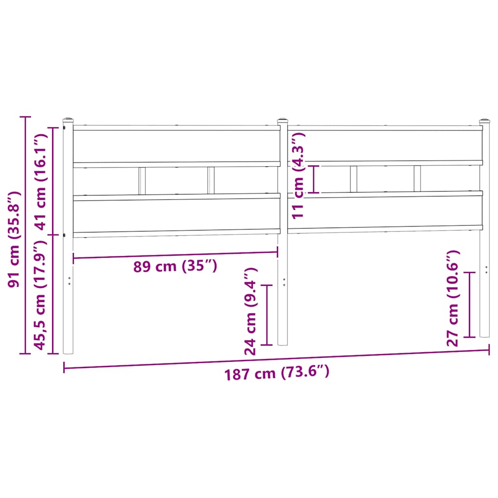 Tête de lit de remplacement chêne marron 180 cm acier et bois d'ingénierie - XIOS
