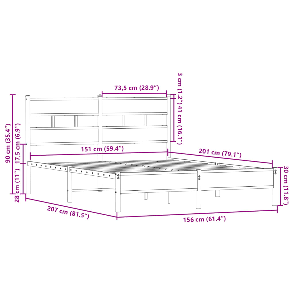 Cadre de lit sans matelas avec tête de lit 150x200 cm - XIOS