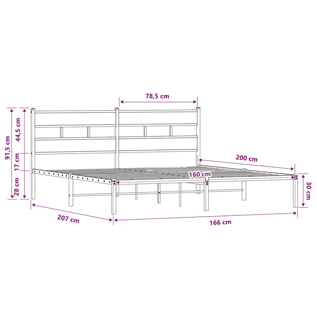 Cadre de lit sans matelas avec tête de lit 160x200 cm - XIOS