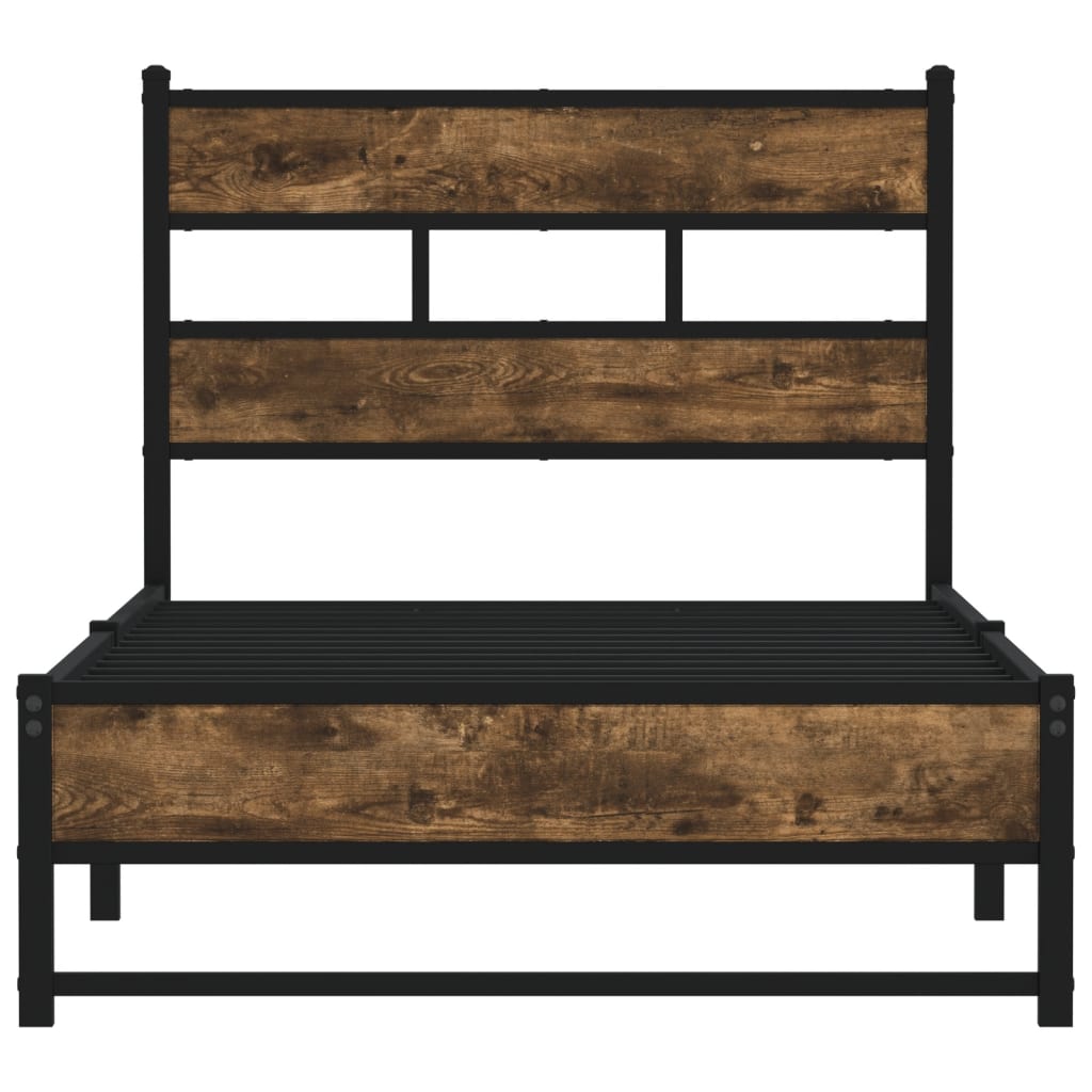 Cadre de lit en métal sans matelas chêne fumé 100x190 cm - XIOS