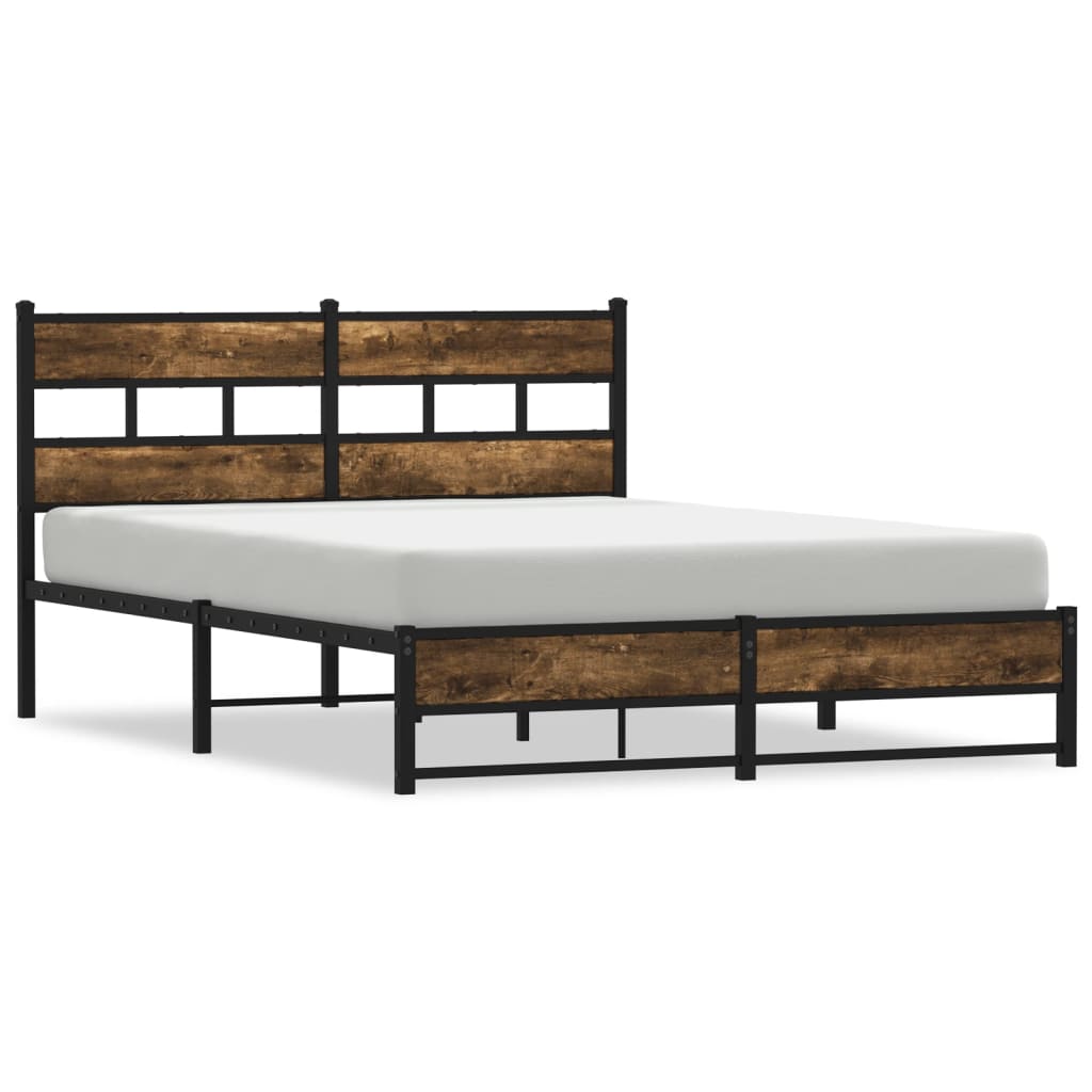 Cadre de lit en métal sans matelas chêne fumé 140x190 cm - XIOS