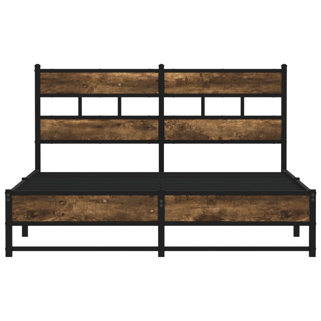 Cadre de lit en métal sans matelas chêne fumé 140x200 cm - XIOS