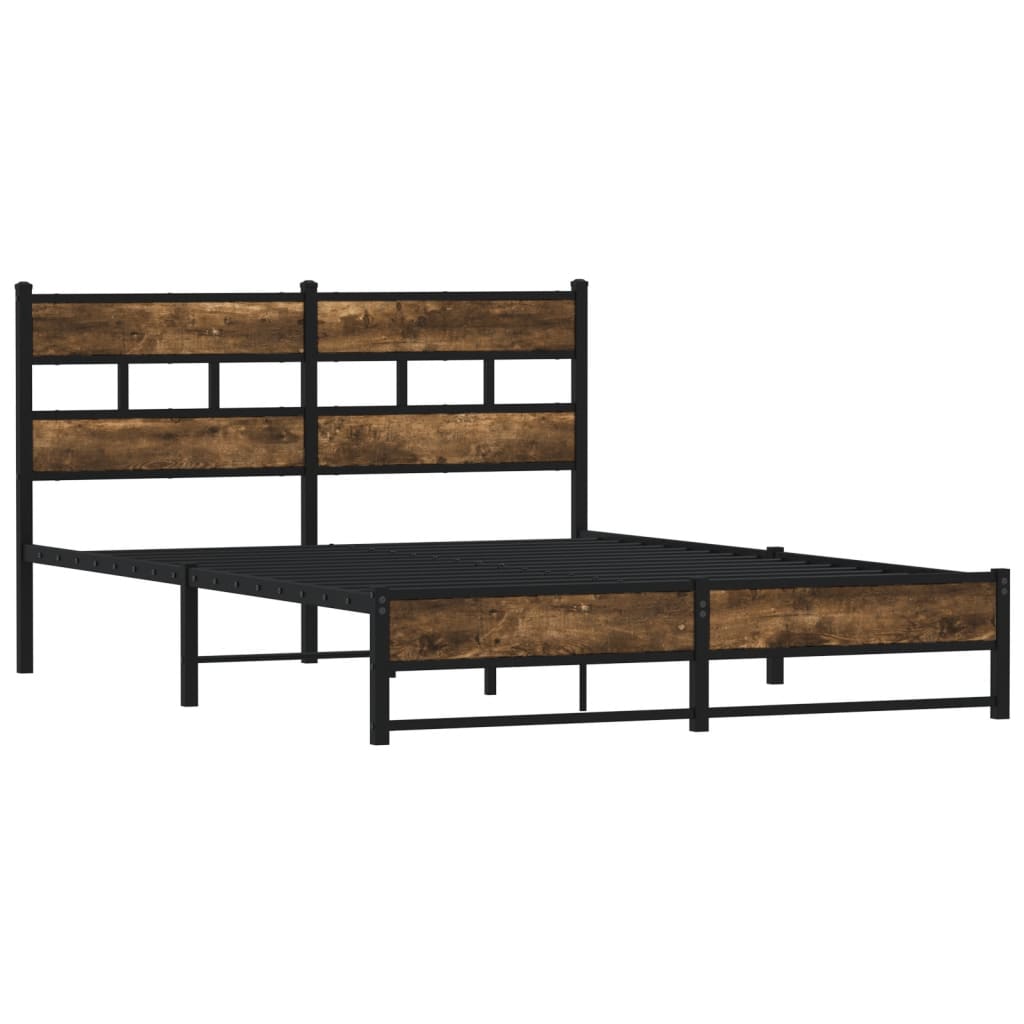 Cadre de lit en métal sans matelas chêne fumé 160x200 cm - XIOS
