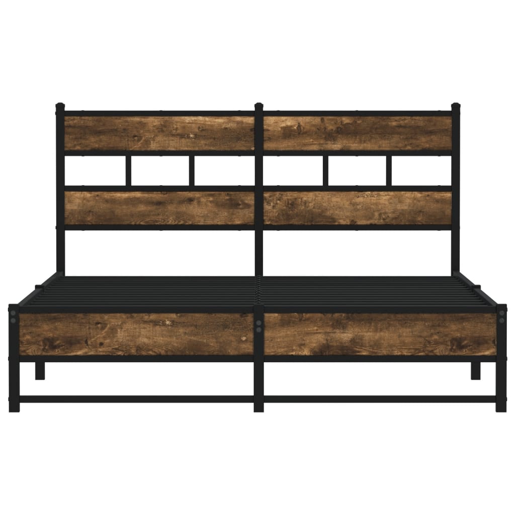 Cadre de lit en métal sans matelas chêne fumé 160x200 cm - XIOS