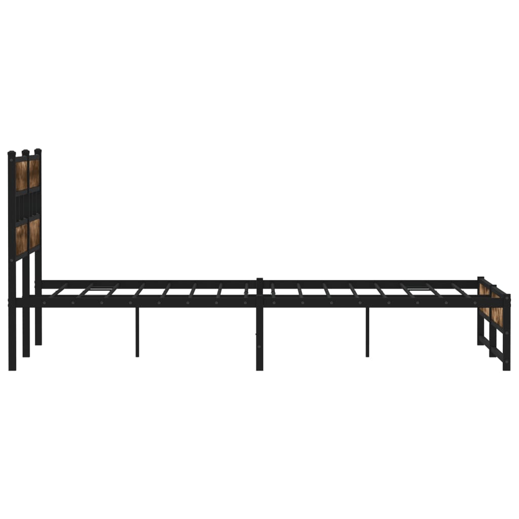 Cadre de lit en métal sans matelas chêne fumé 160x200 cm - XIOS