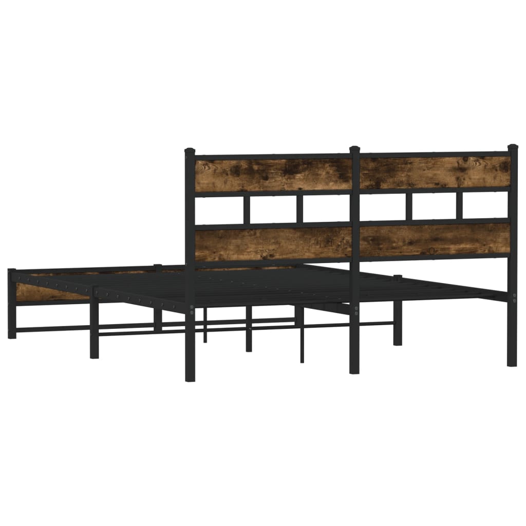 Cadre de lit en métal sans matelas chêne fumé 160x200 cm - XIOS