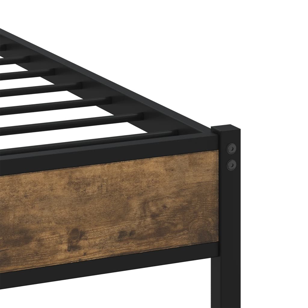 Cadre de lit en métal sans matelas chêne fumé 160x200 cm - XIOS