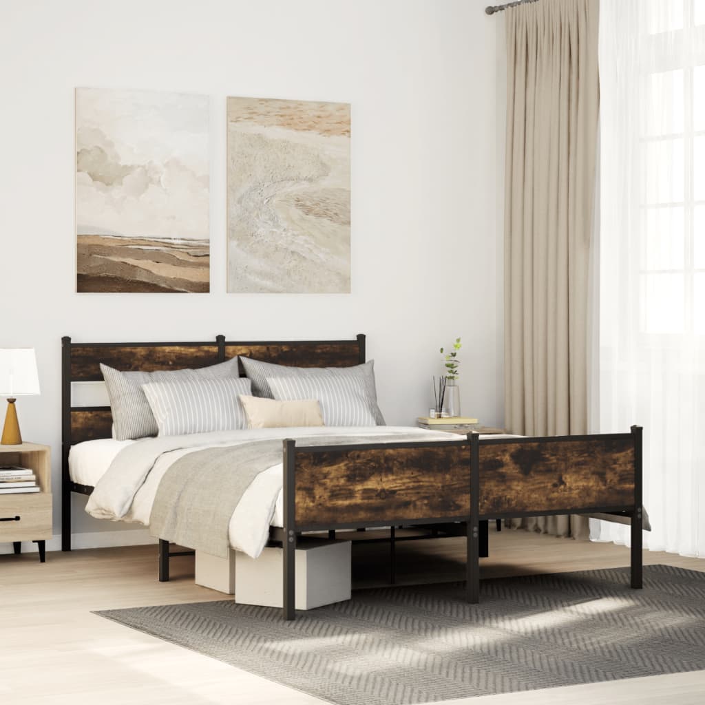 Cadre de lit sans matelas chêne fumé 140x190 cm bois ingénierie - XIOS