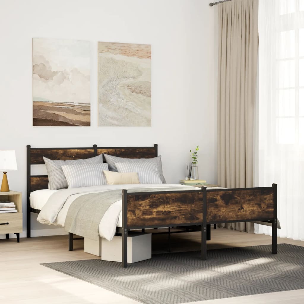 Cadre de lit sans matelas chêne fumé 150x200 cm bois ingénierie - XIOS
