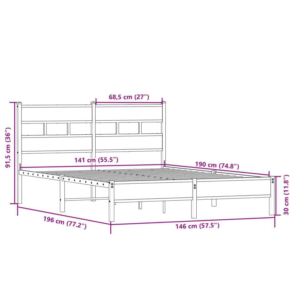 Cadre de lit sans matelas chêne sonoma 140x190 cm - XIOS