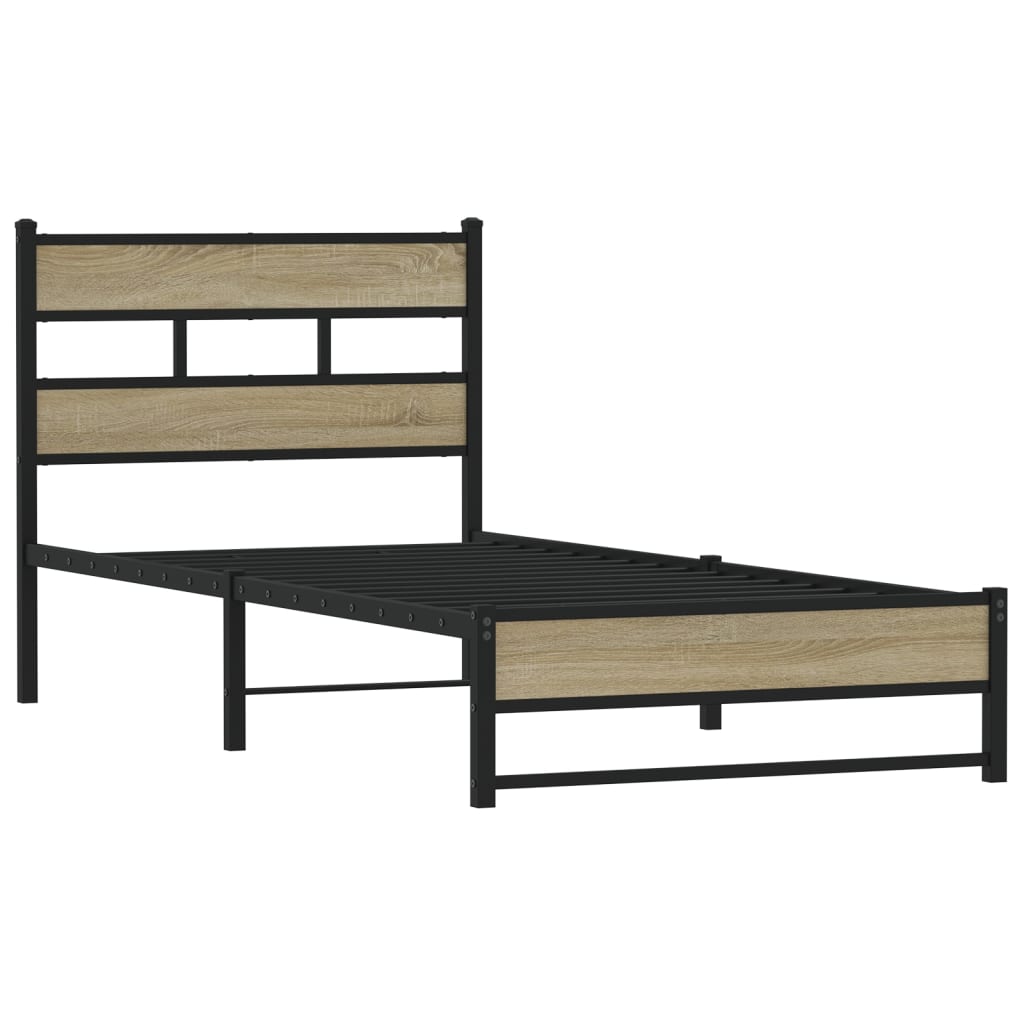 Cadre de lit en métal sans matelas chêne sonoma 75x190 cm - XIOS