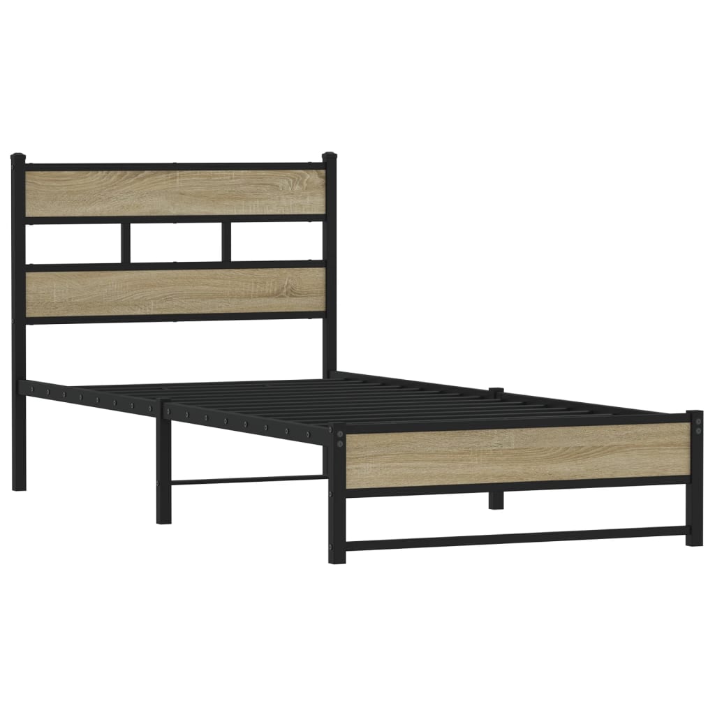 Cadre de lit en métal sans matelas chêne sonoma 90x200 cm - XIOS
