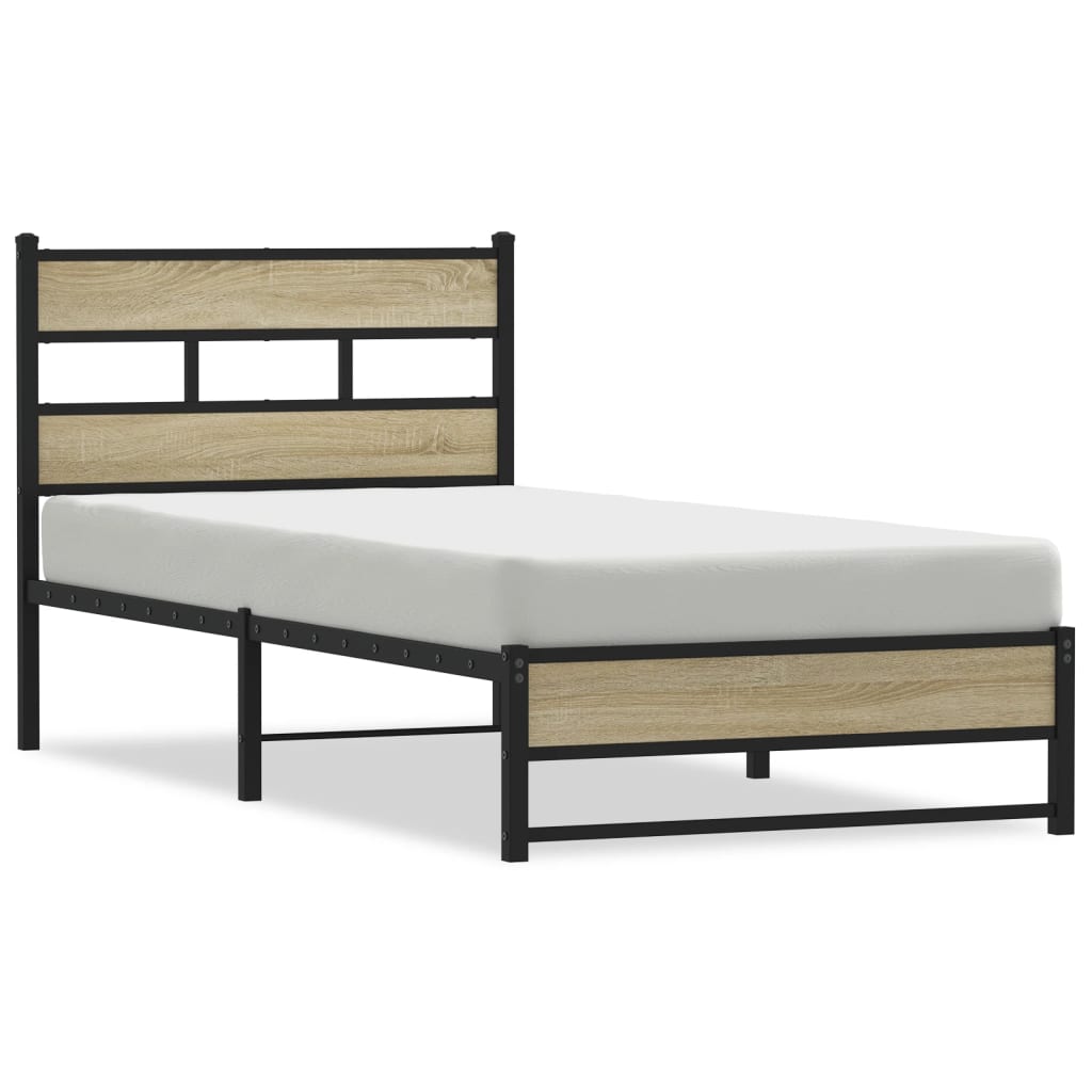 Cadre de lit en métal sans matelas chêne sonoma 100x190 cm - XIOS