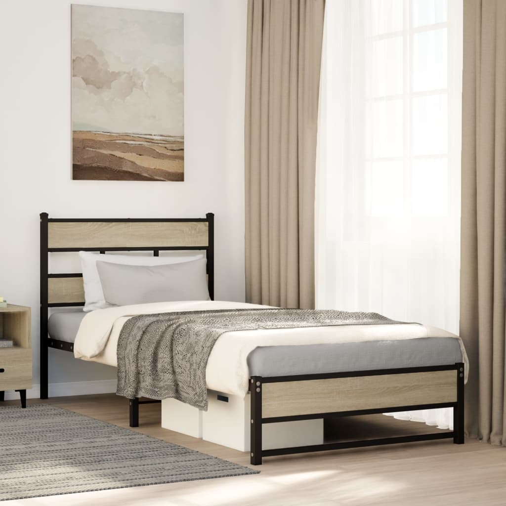 Cadre de lit en métal sans matelas chêne sonoma 100x200 cm - XIOS