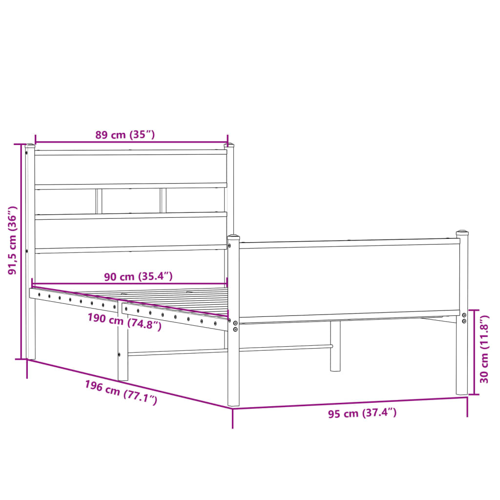 Cadre de lit sans matelas chêne sonoma 90x190 cm - XIOS