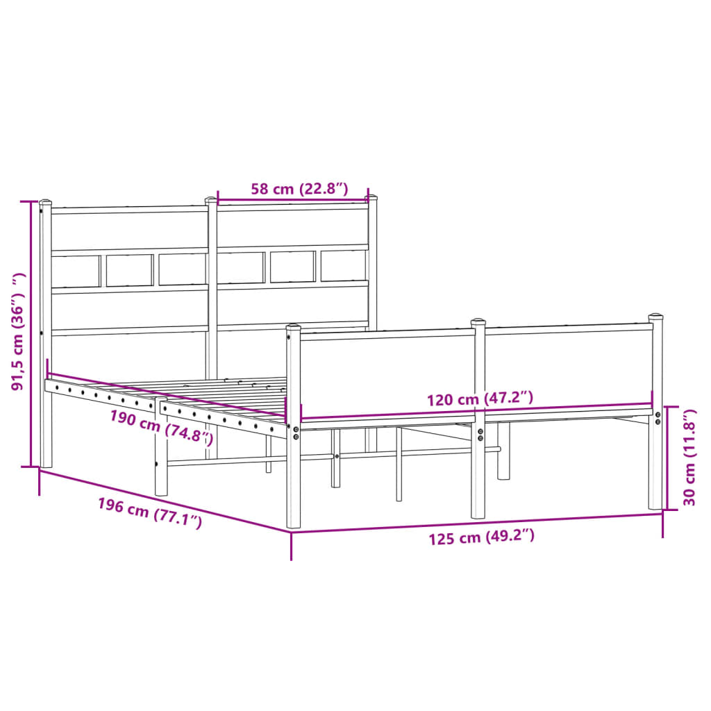 Cadre de lit sans matelas chêne sonoma 120x190 cm - XIOS