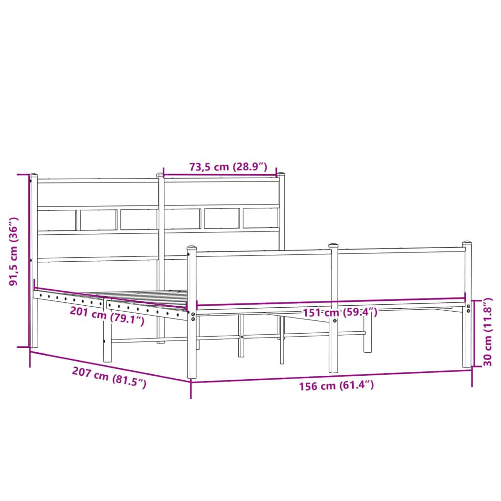 Cadre de lit sans matelas chêne sonoma 150x200 cm - XIOS