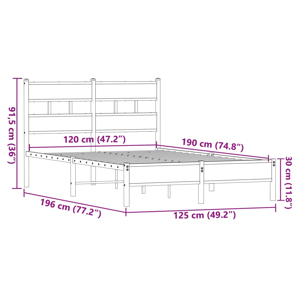 Cadre de lit sans matelas chêne marron 120x190 cm - XIOS