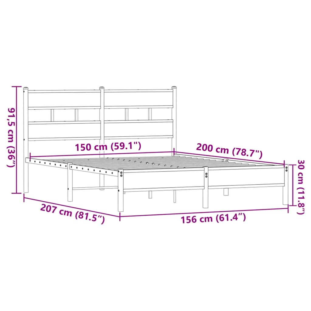Cadre de lit sans matelas chêne marron 150x200 cm - XIOS
