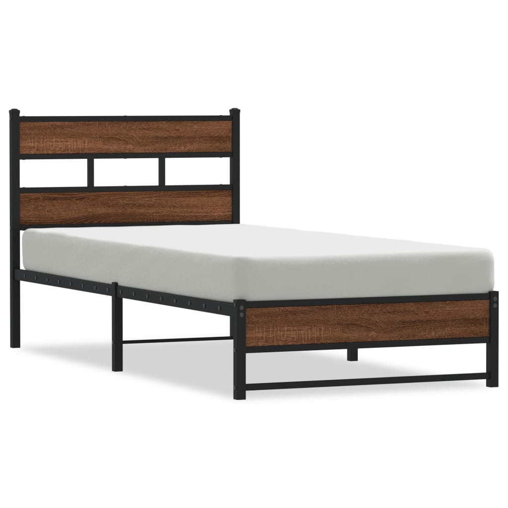 Cadre de lit en métal sans matelas chêne marron 90x190 cm - XIOS