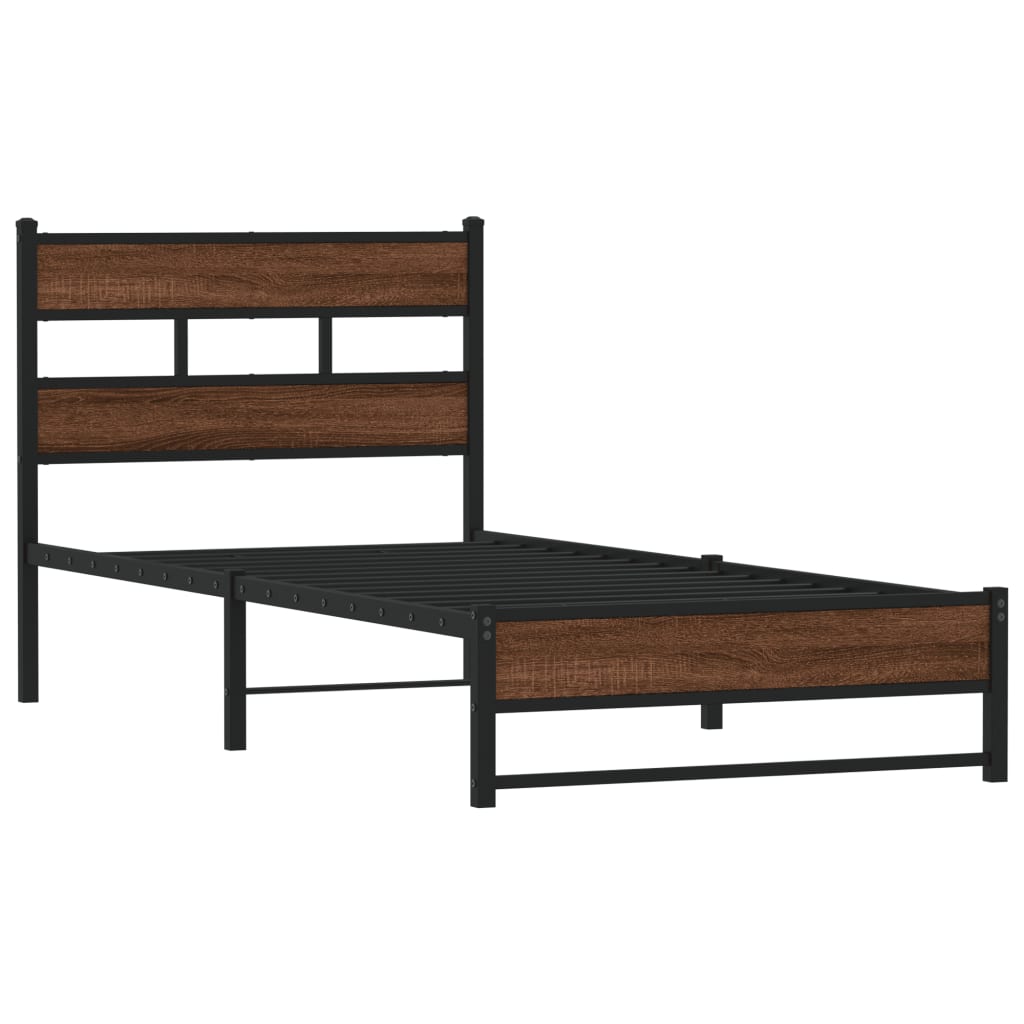 Cadre de lit en métal sans matelas chêne marron 90x190 cm - XIOS