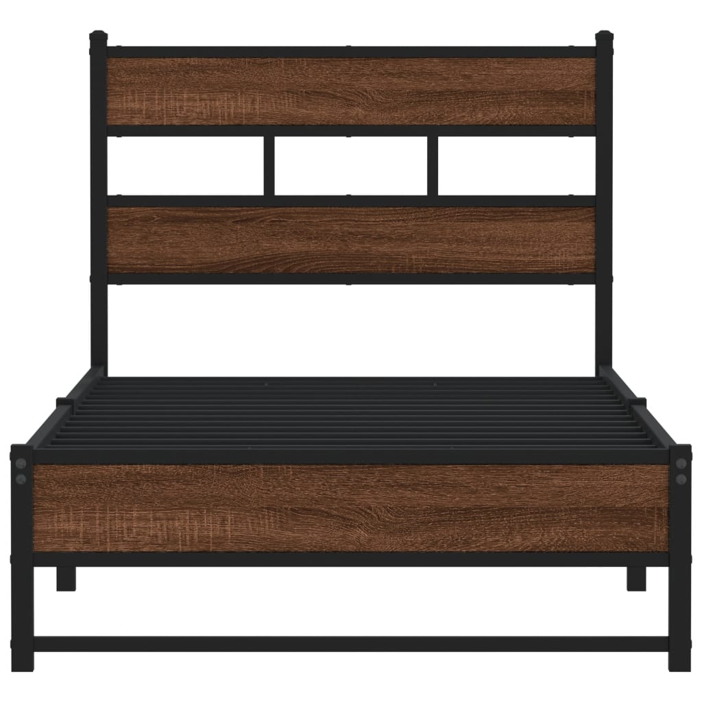 Cadre de lit en métal sans matelas chêne marron 100x190 cm - XIOS