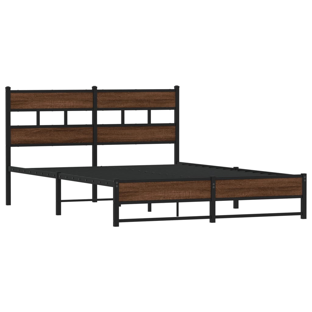 Cadre de lit en métal sans matelas chêne marron 135x190 cm - XIOS