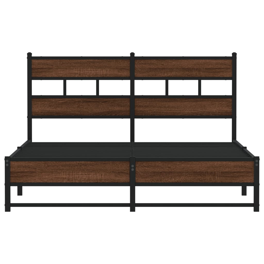 Cadre de lit en métal sans matelas chêne marron 135x190 cm - XIOS