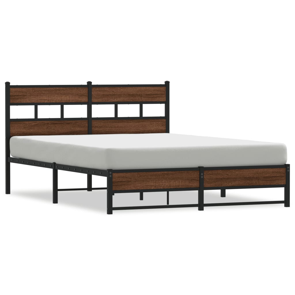 Cadre de lit en métal sans matelas chêne marron 140x190 cm - XIOS