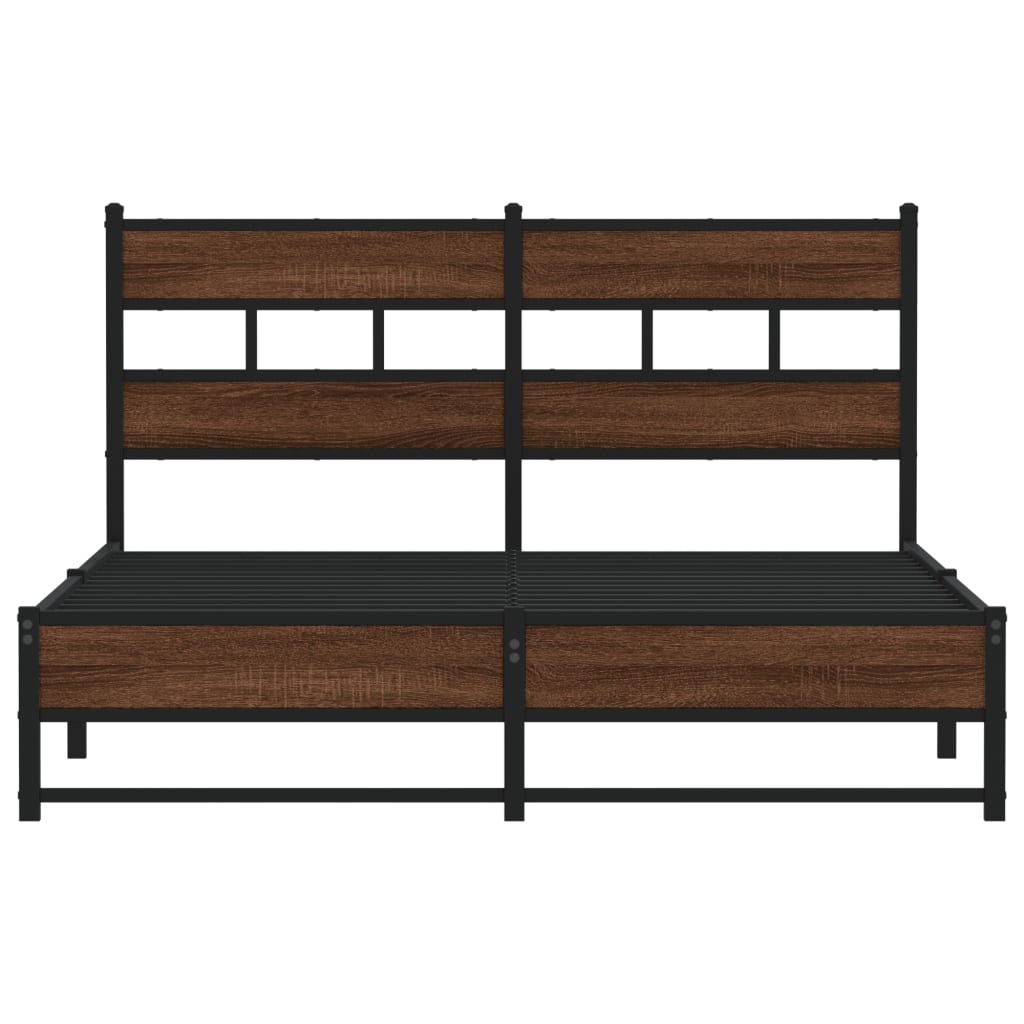 Cadre de lit en métal sans matelas chêne marron 140x190 cm - XIOS