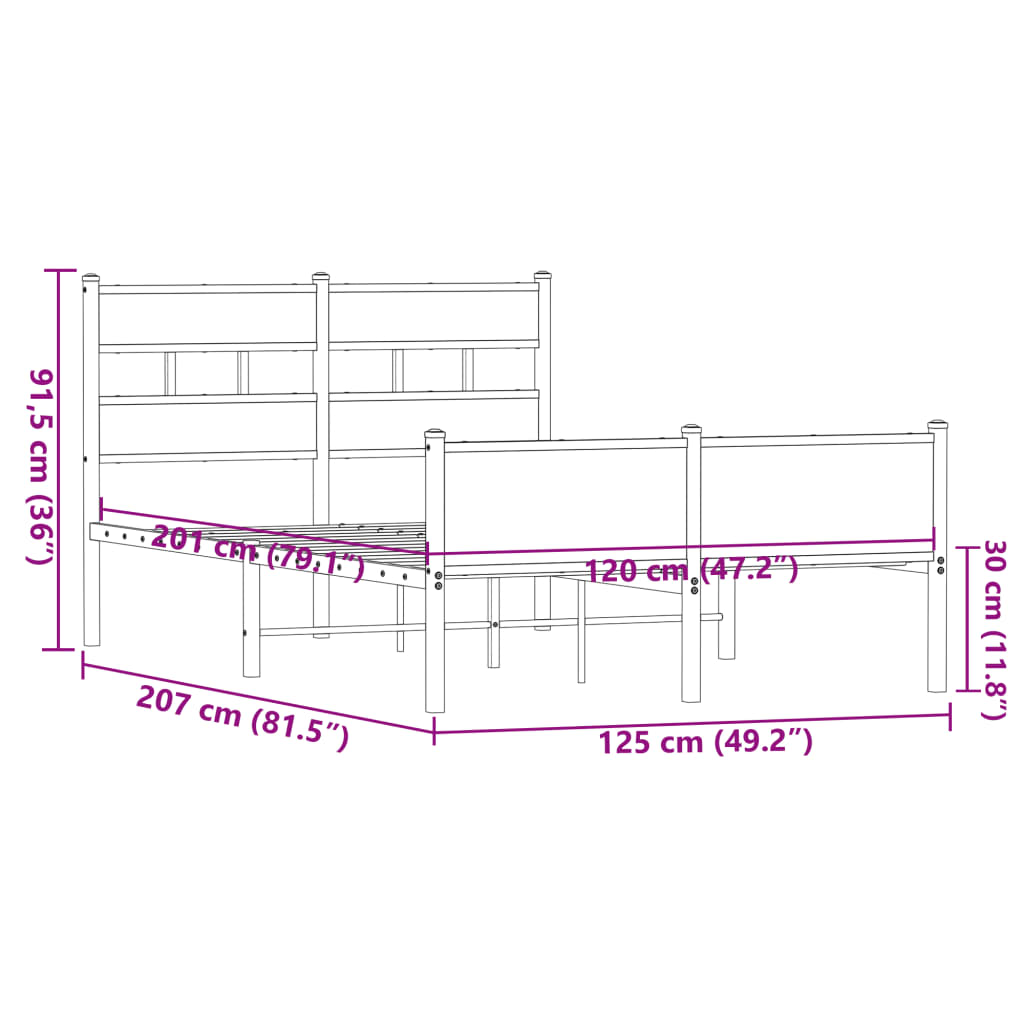 Cadre de lit sans matelas chêne marron 120x200 cm - XIOS