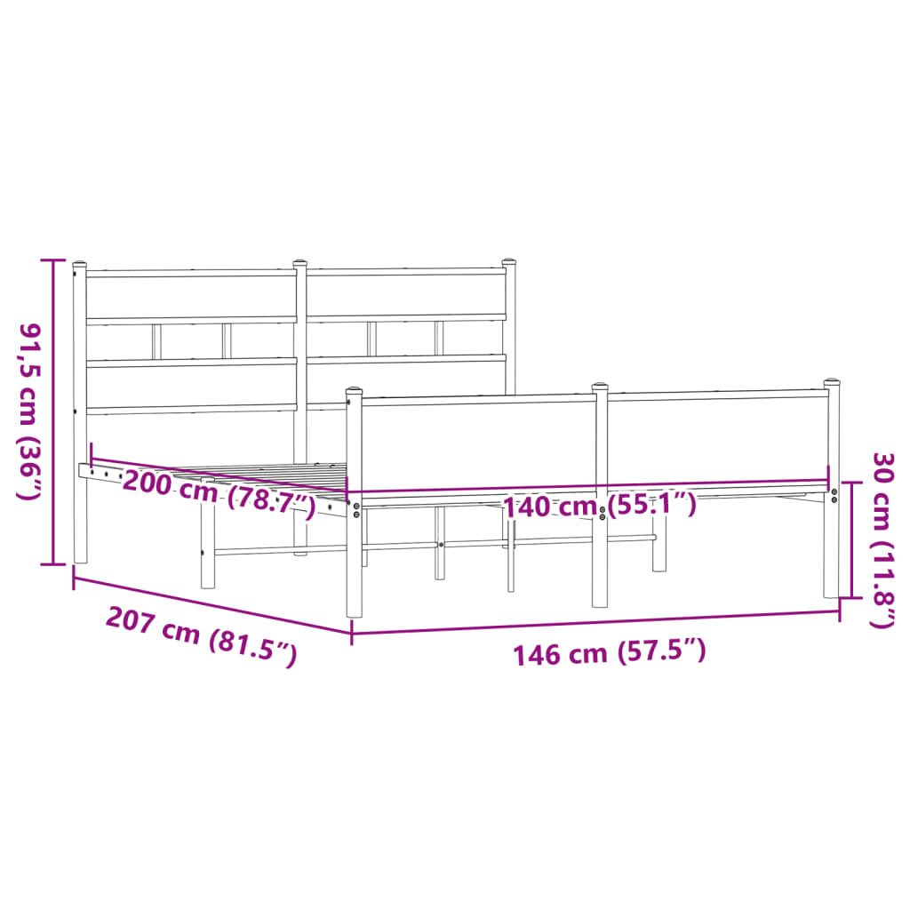 Cadre de lit sans matelas chêne marron 140x200 cm - XIOS