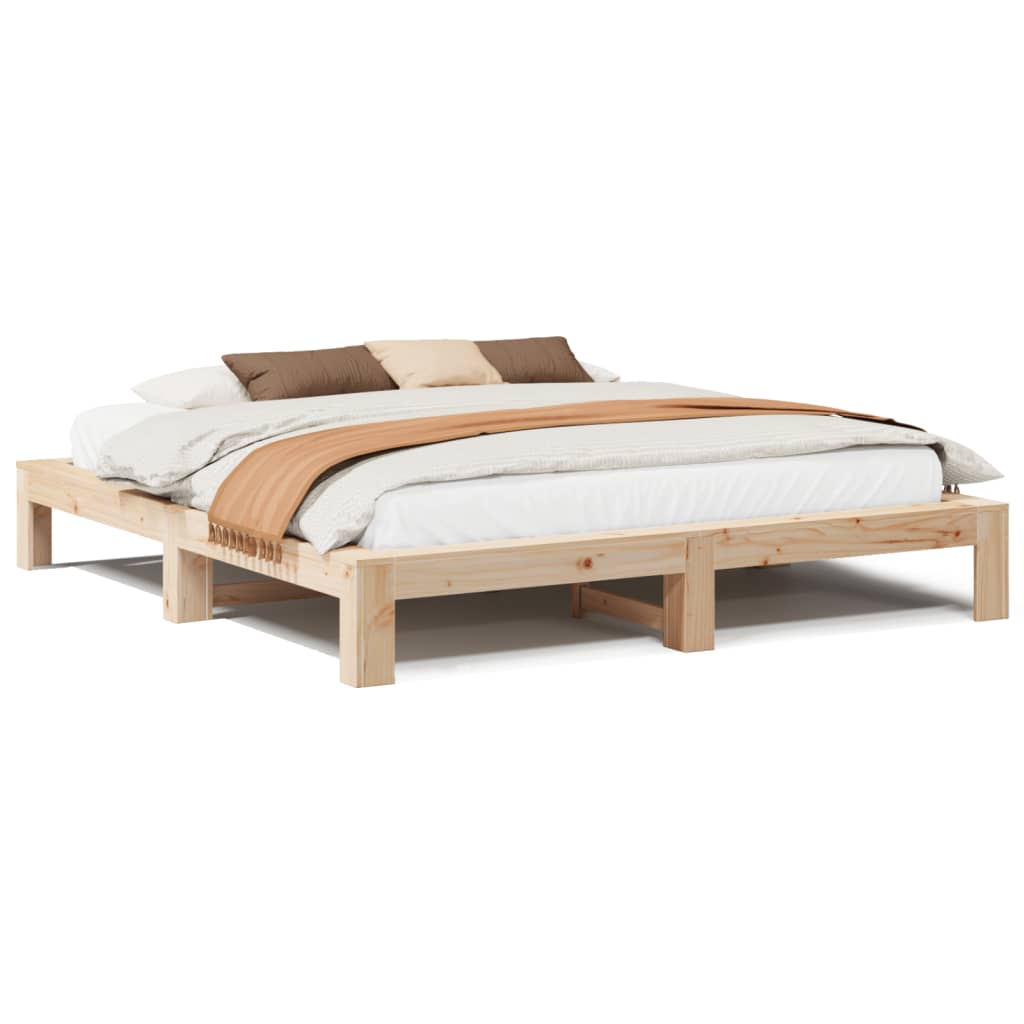Cadre de lit sans matelas 200x200 cm bois massif de pin - XIOS