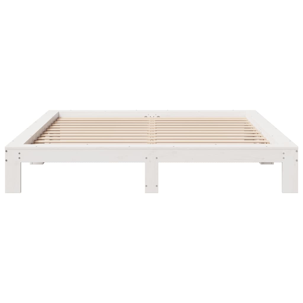 Cadre de lit sans matelas blanc 200x200 cm bois massif de pin - XIOS