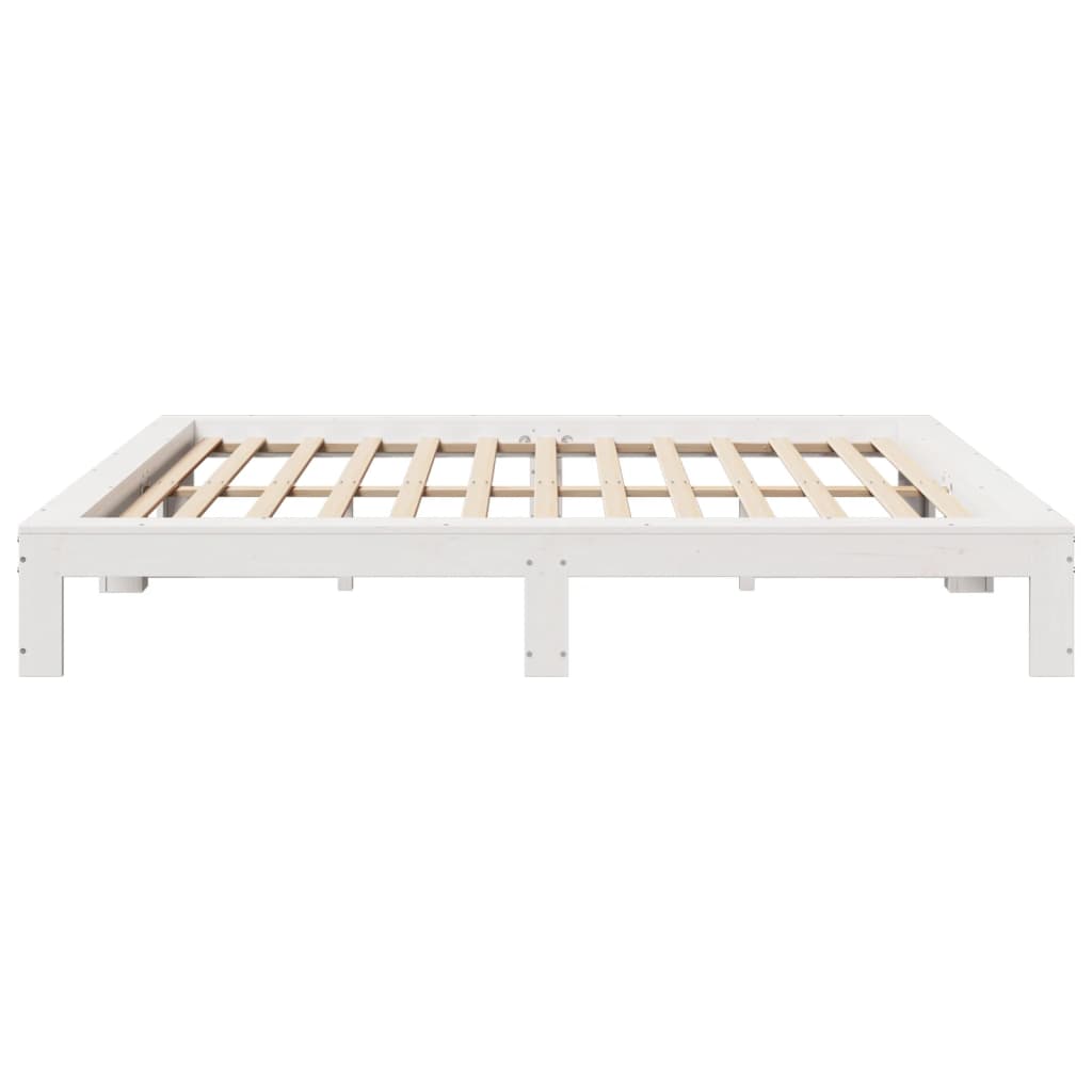 Cadre de lit sans matelas blanc 200x200 cm bois massif de pin - XIOS