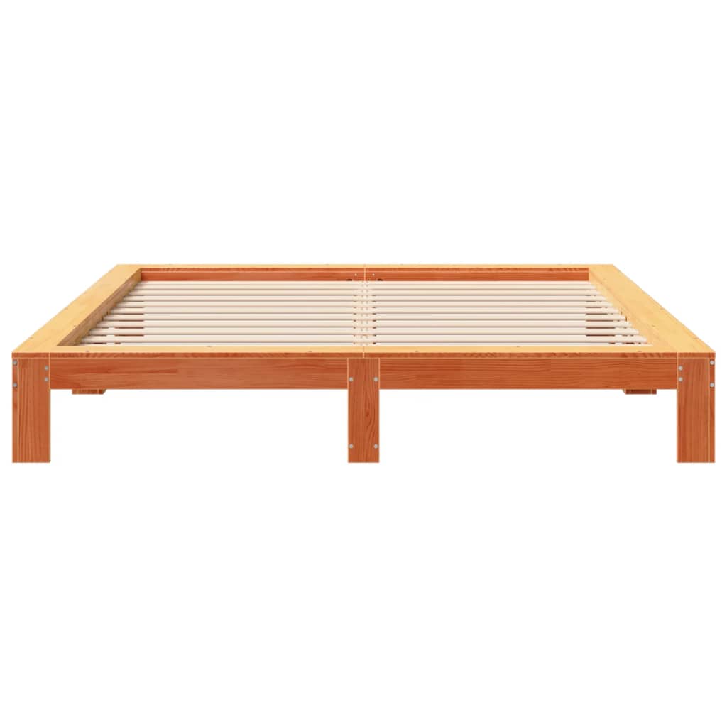 Cadre de lit sans matelas cire marron 180x200cm bois pin massif - XIOS
