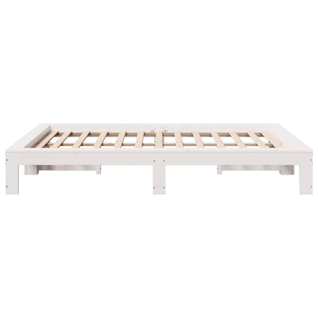 Cadre de lit sans matelas blanc 150x200 cm bois de pin massif - XIOS