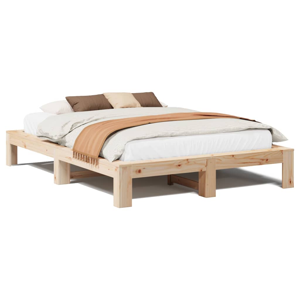 Cadre de lit sans matelas 140x200 cm bois massif de pin - XIOS