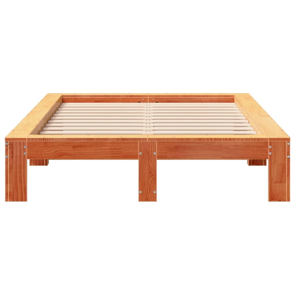 Cadre de lit sans matelas cire marron 120x200cm bois pin massif - XIOS