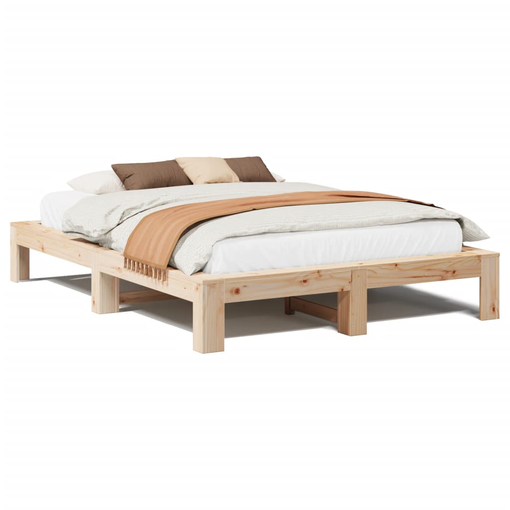 Cadre de lit sans matelas 140x190 cm bois de pin massif - XIOS