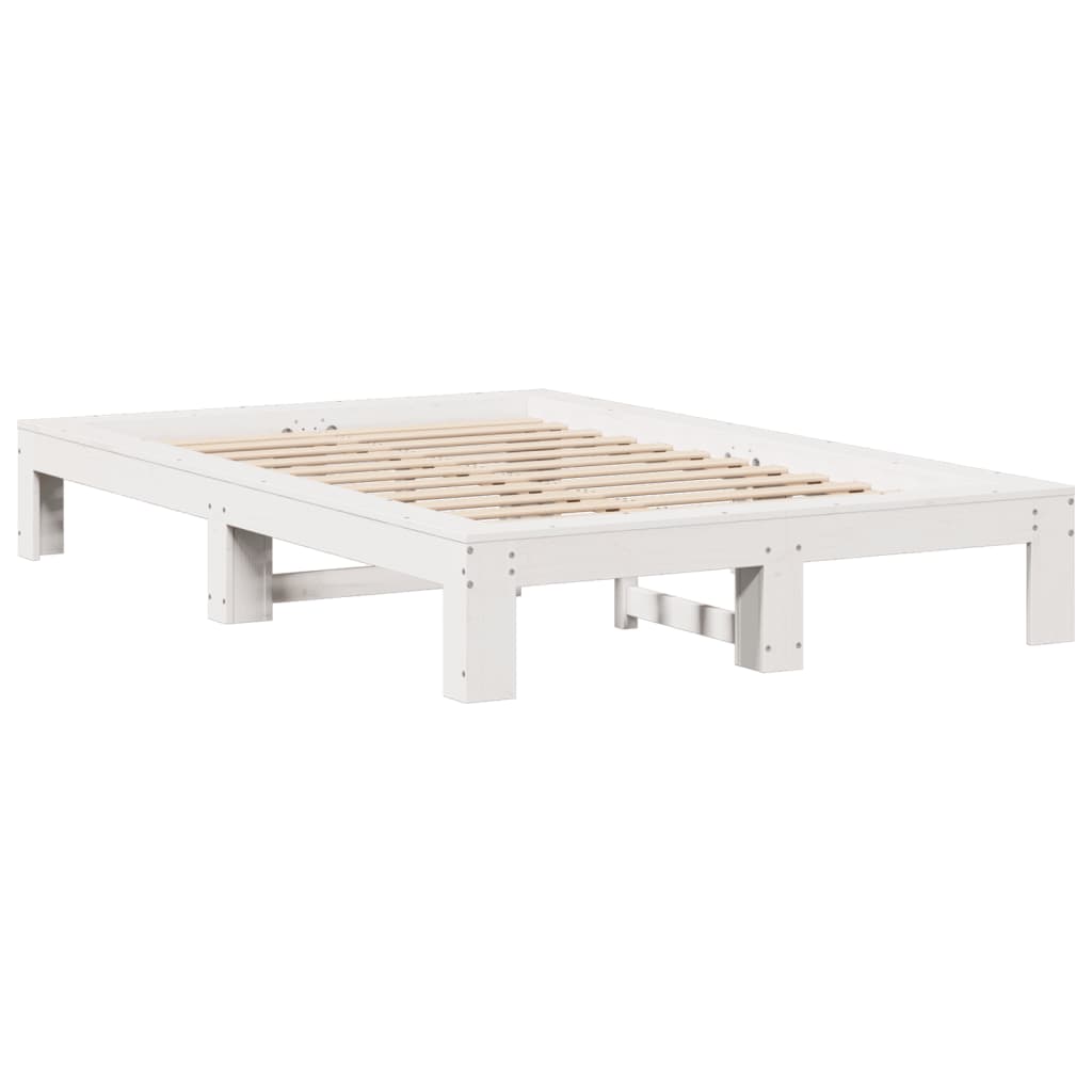 Cadre de lit sans matelas blanc 120x190 cm bois de pin massif - XIOS