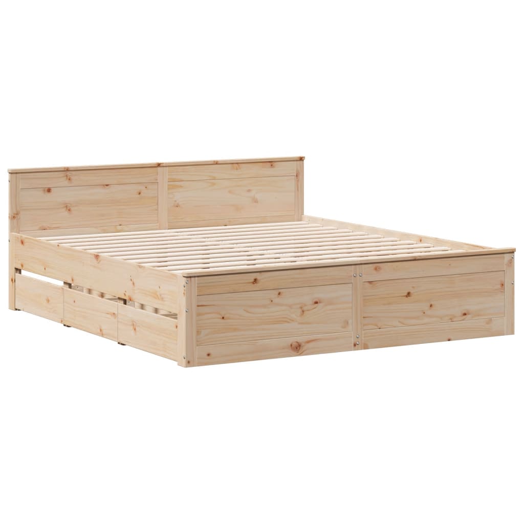 Cadre de lit sans matelas avec tête de lit 200x200 cm bois pin - XIOS