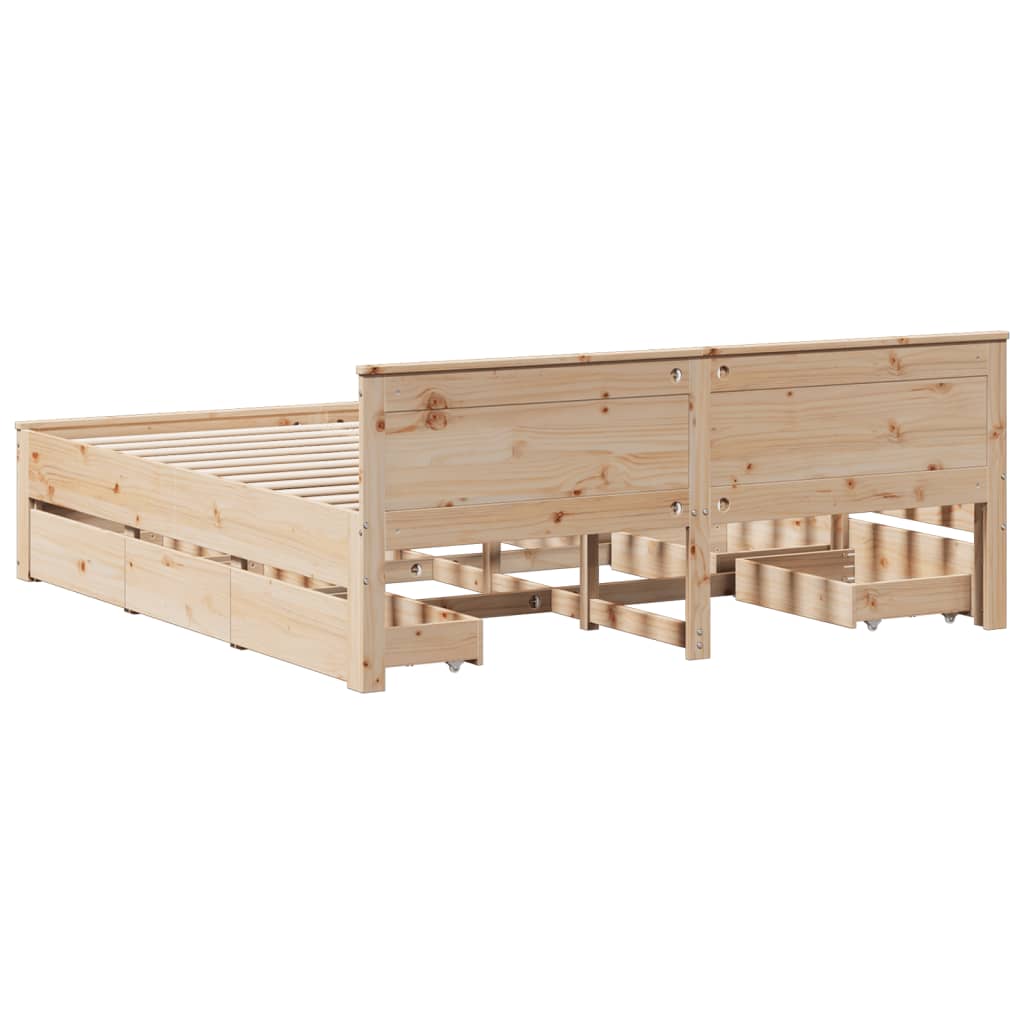 Cadre de lit sans matelas avec tête de lit 200x200 cm bois pin - XIOS