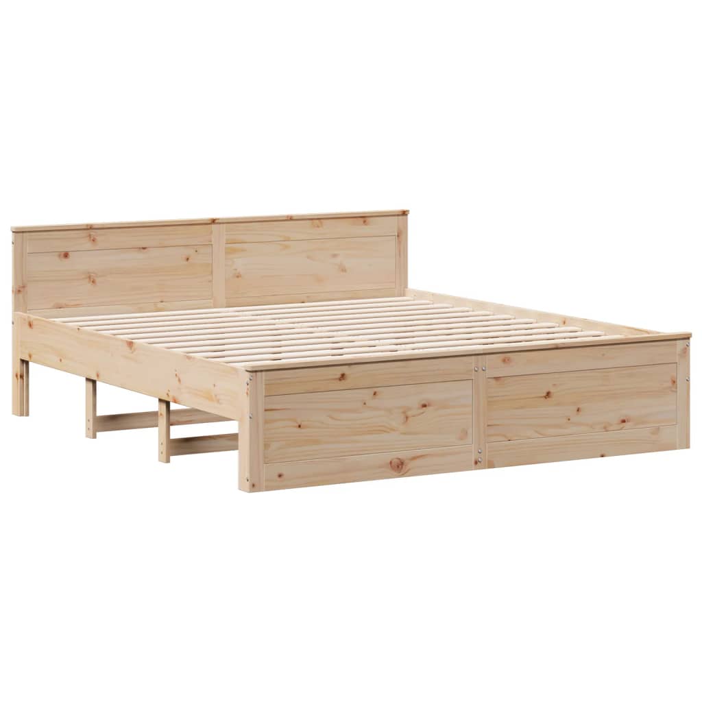 Cadre de lit sans matelas avec tête de lit 200x200 cm bois pin - XIOS