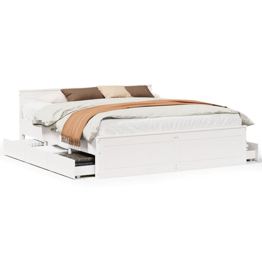 Cadre de lit sans matelas avec tête de lit 200x200 cm bois pin - XIOS