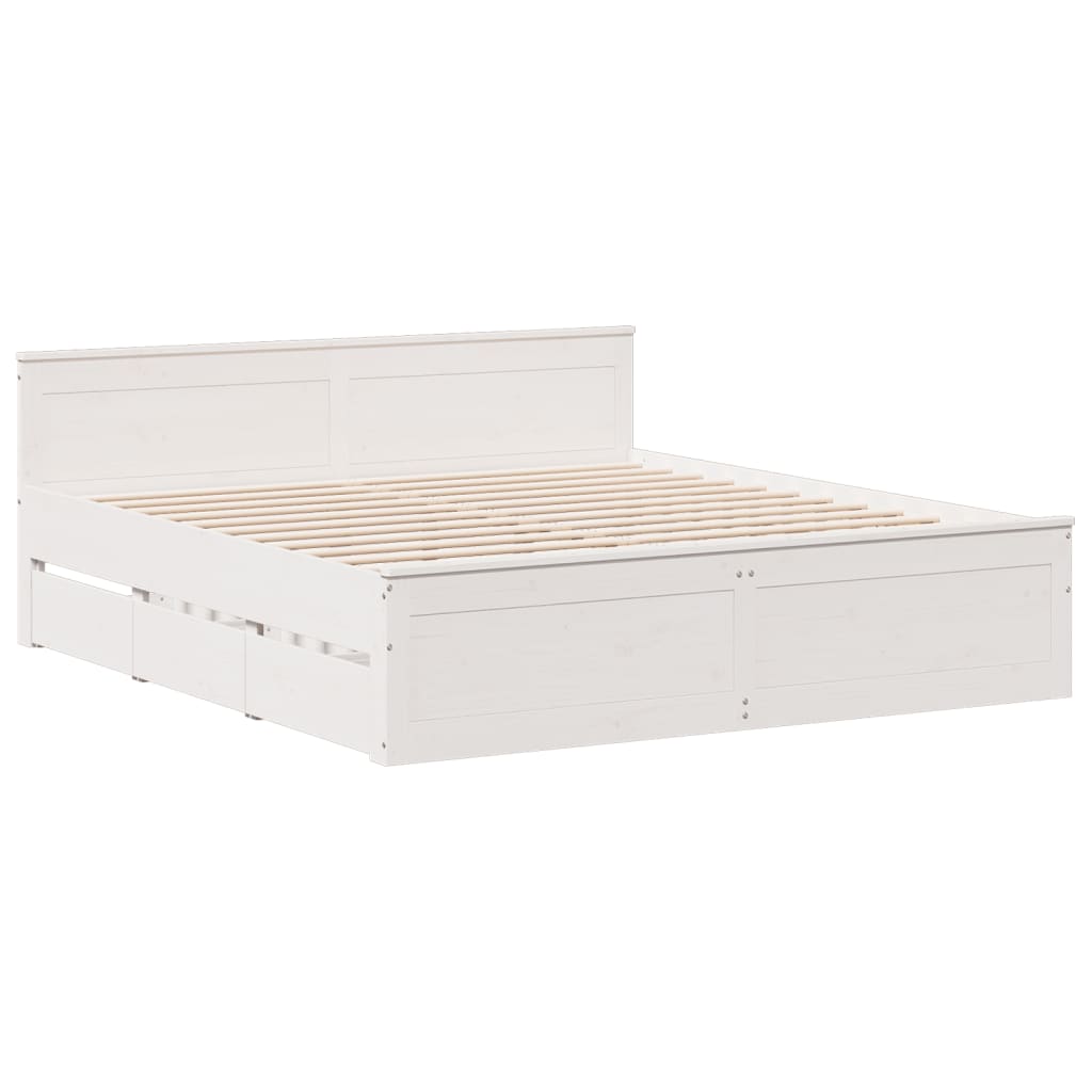 Cadre de lit sans matelas avec tête de lit 200x200 cm bois pin - XIOS