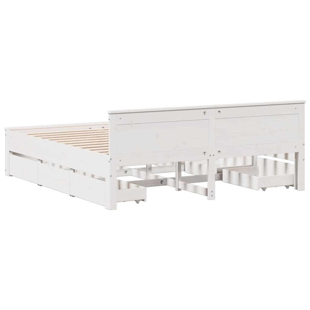 Cadre de lit sans matelas avec tête de lit 200x200 cm bois pin - XIOS