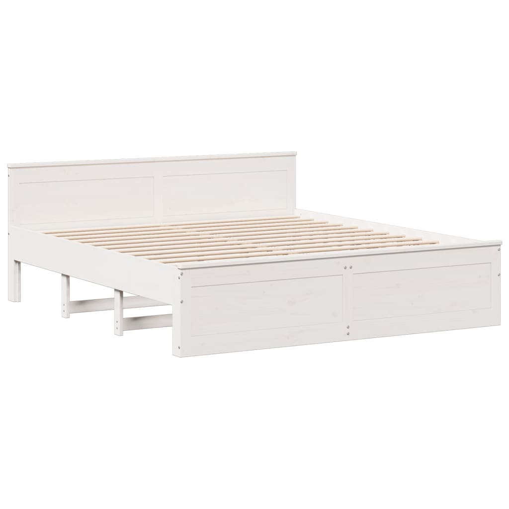 Cadre de lit sans matelas avec tête de lit 200x200 cm bois pin - XIOS