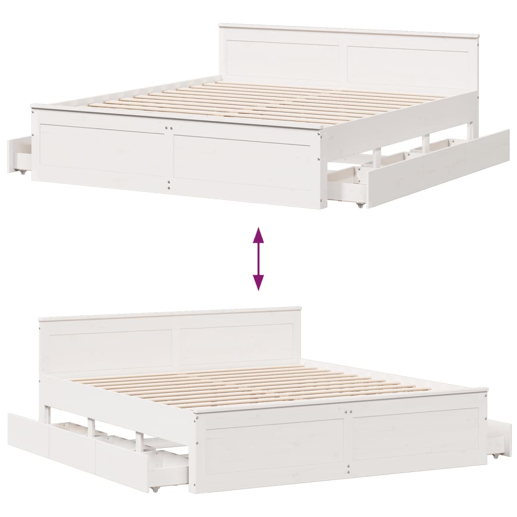 Cadre de lit sans matelas avec tête de lit 200x200 cm bois pin - XIOS