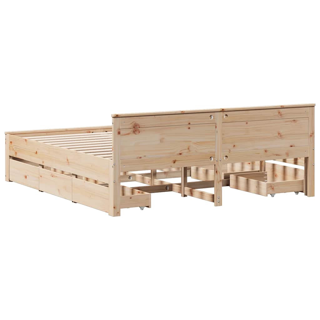 Cadre de lit sans matelas avec tête de lit 180x200 cm bois pin - XIOS